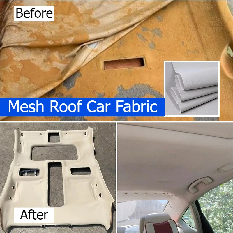 

Car Headliner Roof Mesh Fabric Sponge Backed for Car Interior DIY Sewing Fabric Foam Cloth Repair Roof Liner Sky Auto Fabrics