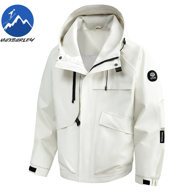 Maxbarley Gorpcore Jacket Men Outdoor Hiking Hunting Waterproof Windbreaker chaqueta Man Autumn 2025 New Work Riding Hooded Coat