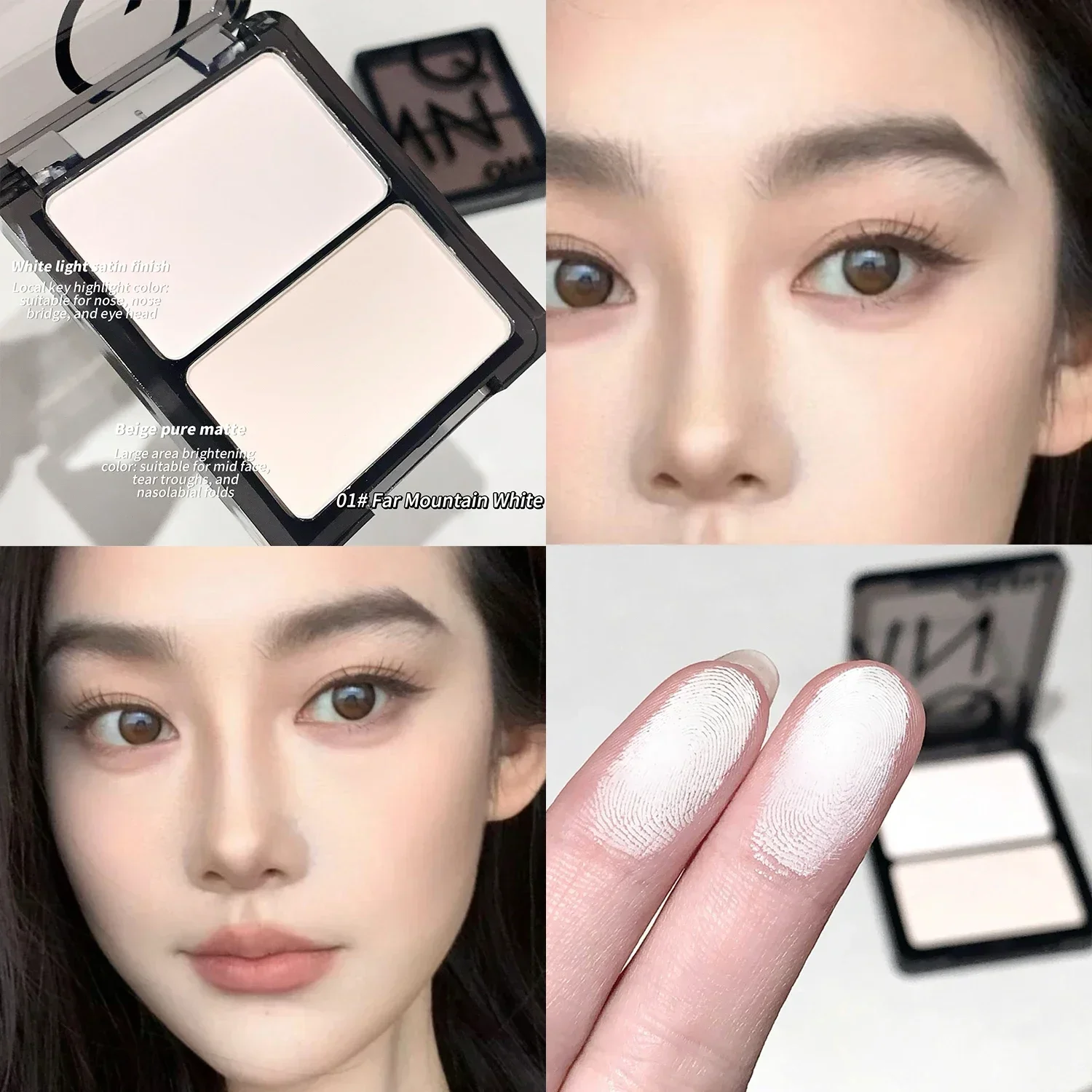 Two-toned Bronzer Matte Highlighter Contour Palette 3D Bronzer Highlighter for Face Powder Texture Waterproof Nose Shadow Makeup