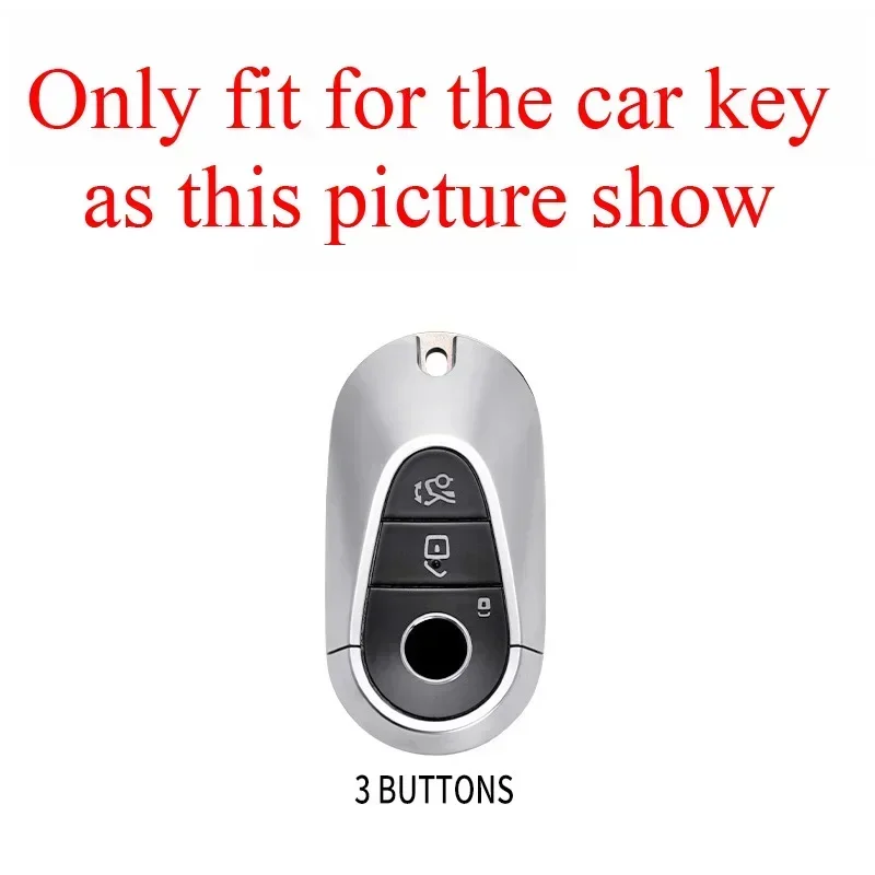 Zinc Alloy + Leather Car Key Case Cover Fob Holder for Mercedes Benz 2023 2024 C S Class W223 W206 S350L S400L S450L S500L