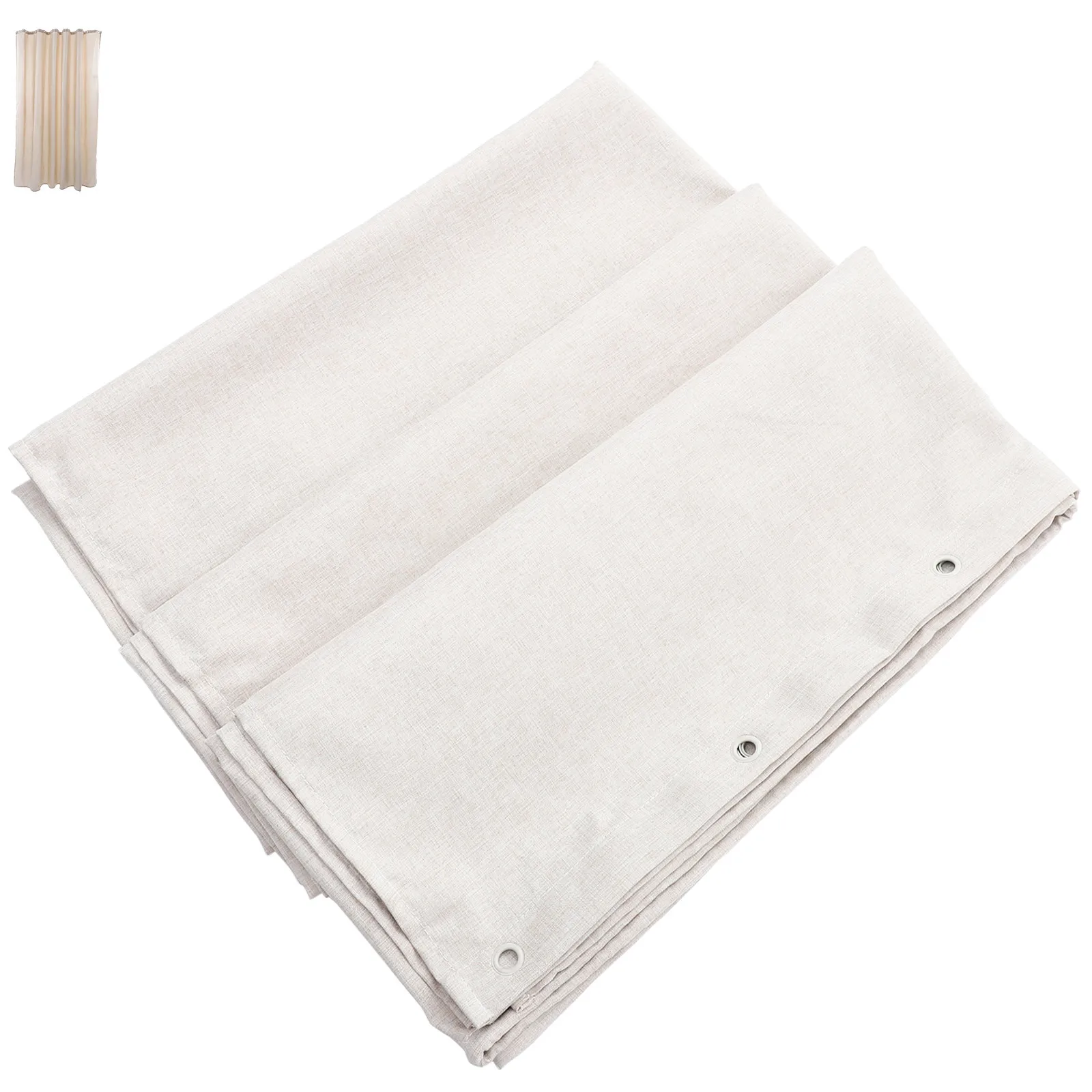 

Plain Color Waterproof Shower Curtain Linen Bath Curtain for Bathroom Hotel Camper Easy Drying Bathroom Curtain,