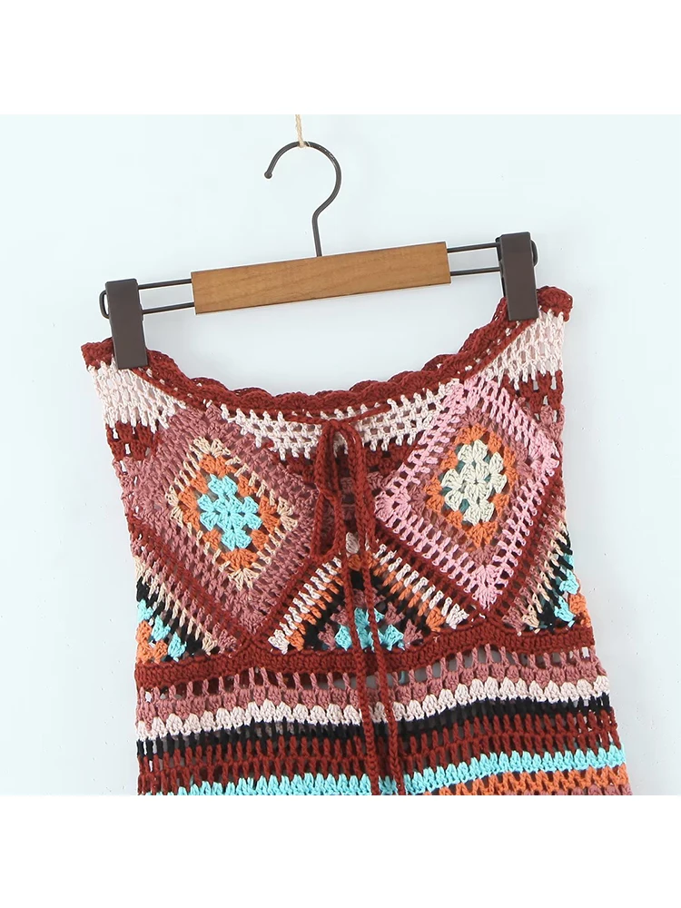 YENKYE-Jupe bohème au crochet à la main pour femmes, jupes mi-longues pour femmes, taille Wstring, mode vintage, proximité, 2022