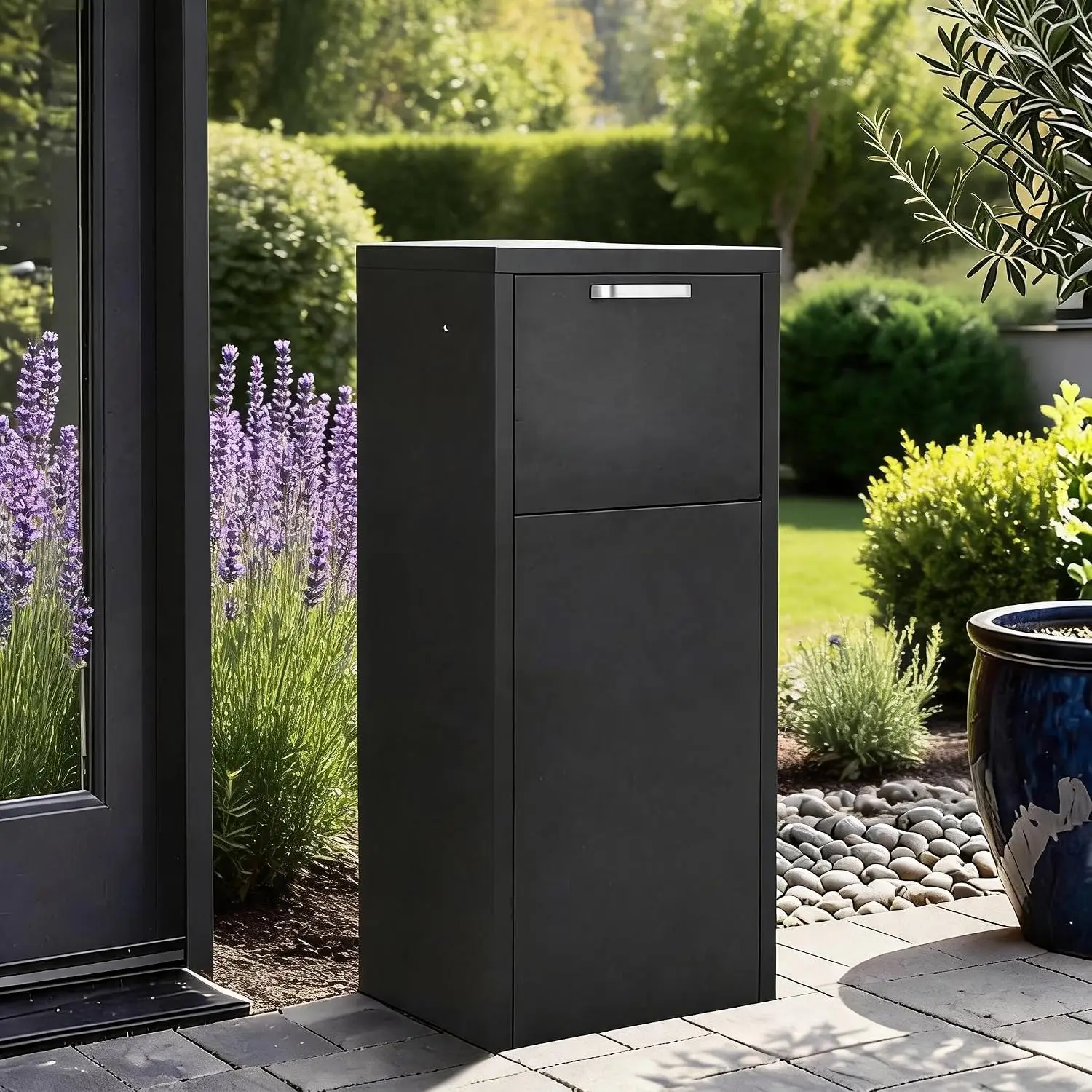 Lockable Package Delivery Box Anti Theft For Outside, 35.4 Inch Galvanized Steel Parcel Drop Box With Mail Slot, Waterproof Outdoor Mailbox For Porch And Curbside