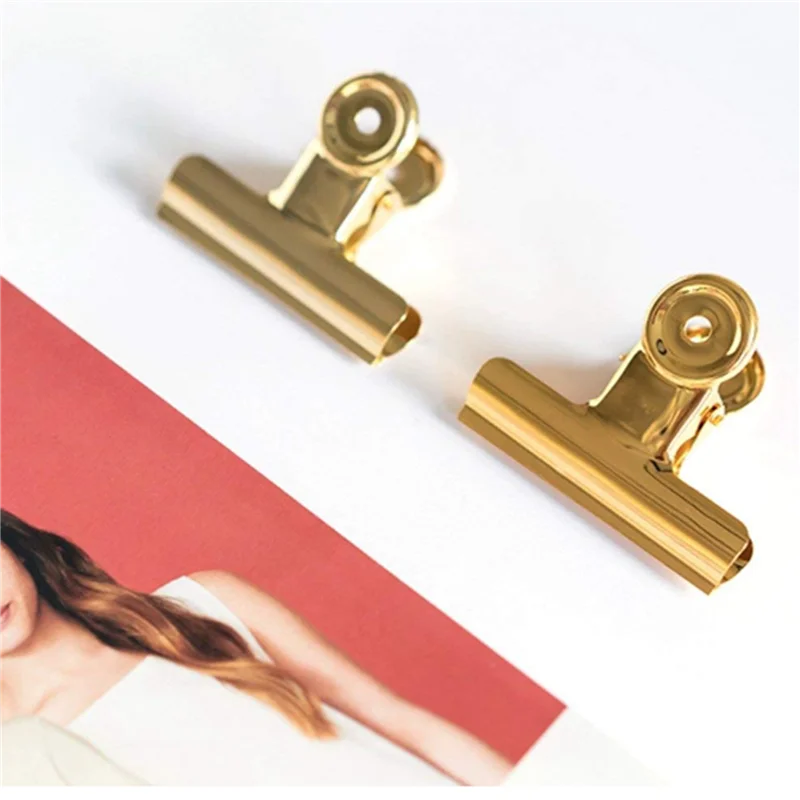 60 Pack 1 Inch Small Bulldog Hinge Clips, Metal Binder Paper Clips File Paper Money Clamps(Light-Gold, 22Mm)