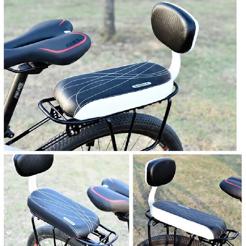 Bike Saddle Bike Child Seat with Back Rest Bicycle Back Seat MTB Bicycle Rear Rack Saddle PU Leather Cushion For Cycling Parts