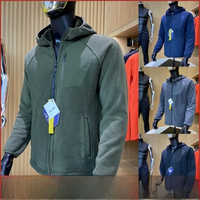 

Waed High Densi Fce Hooded Jaet Men's Autumn Winter Warmth Outerwear Stand Fit Youth Faion Long Sve Zipper