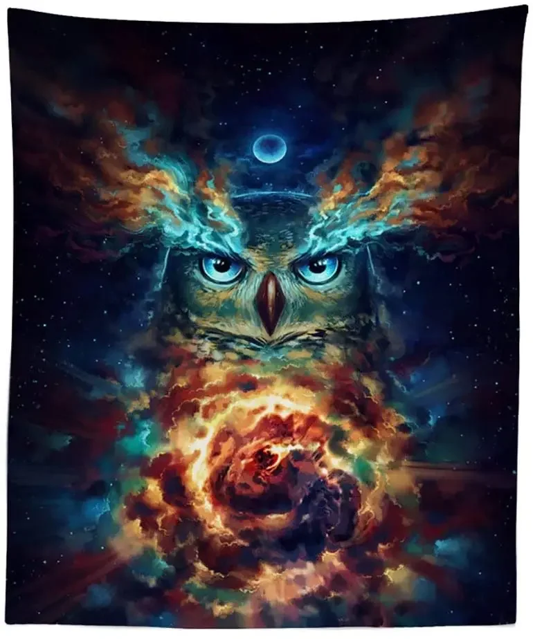 

Психоделическая красочная Сова под лунным светом картина цифровая печать настенный гобелен художественные Декорации для дома для гостиной спальни
