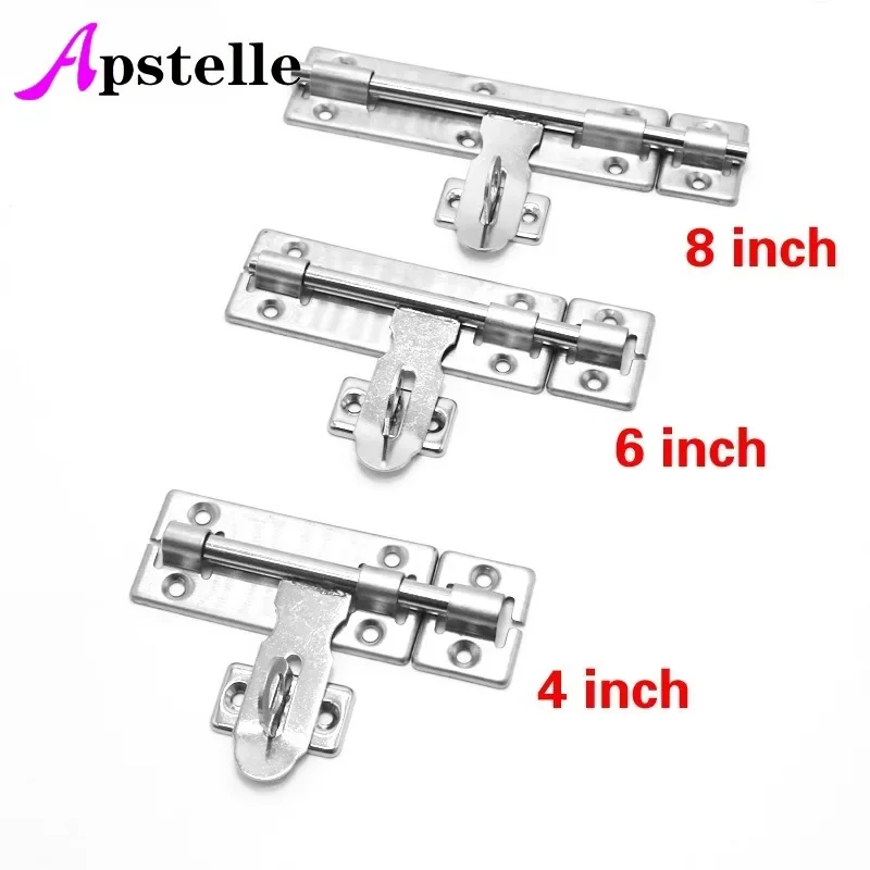 Apstelle 4/5/6 Inch  Hardware Door Lock Barrel Bolt Latch Padlock Clasp Set Brushed Stainless Steel Candados De Seguridad