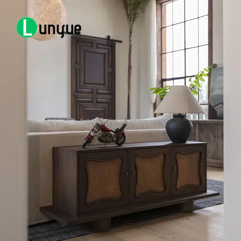 Antique Farmhouse Style Luxury Solid Wood TV Cabinet Entertainment Center Media Console for Living Room Furniture Storage