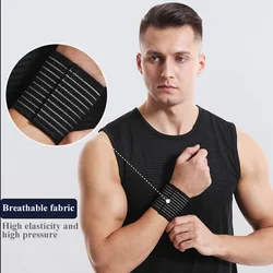 Weightlifting bodybuilding sports wrist elastic compression wrist banding anti-sprain bandage protector