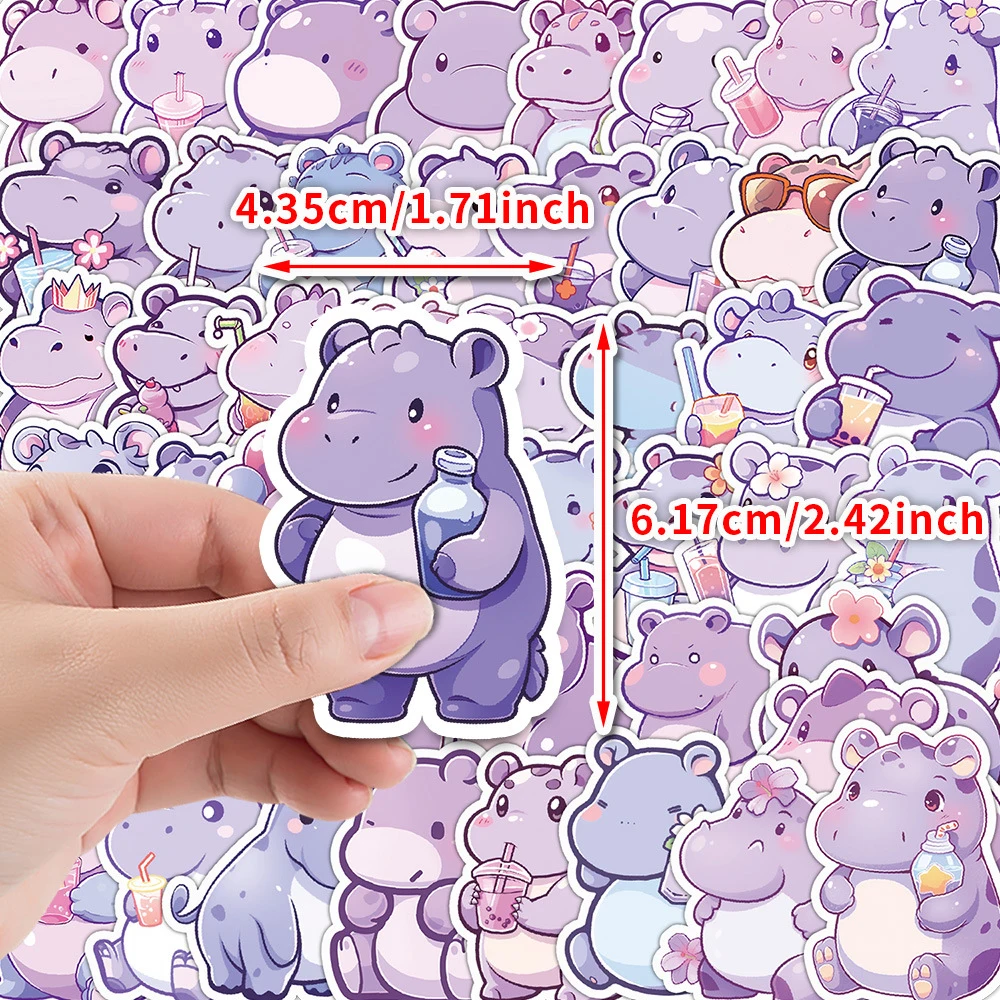 10/30/50pcs Cute Funny Animal Hippopotamus Cartoon Stickers Kids Toys Laptop Fridge Phone Suitcase Scrapbook Stationery Sticker