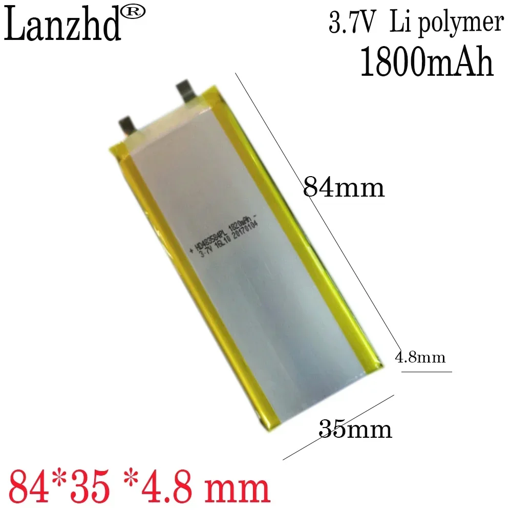 

1-10PCS 3.7V Li Polymer Batteries 1800mAh 483584 Soft package battery For PDA compu Ter with built in battery LED lights Battery