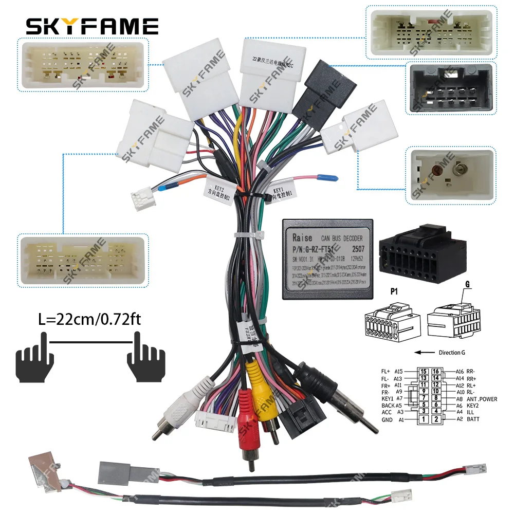 Adaptor Harness kabel mobil Raise, kabel daya Android Box Canbus untuk Toyota Corolla Camry Hilux Sienna Tacoma Innova RZ-FT01