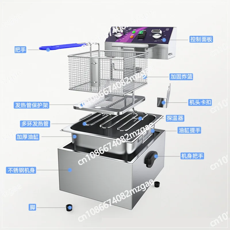 Commercial electric fryer single and double cylinders large capacity fried skewers fried chicken chops fritters