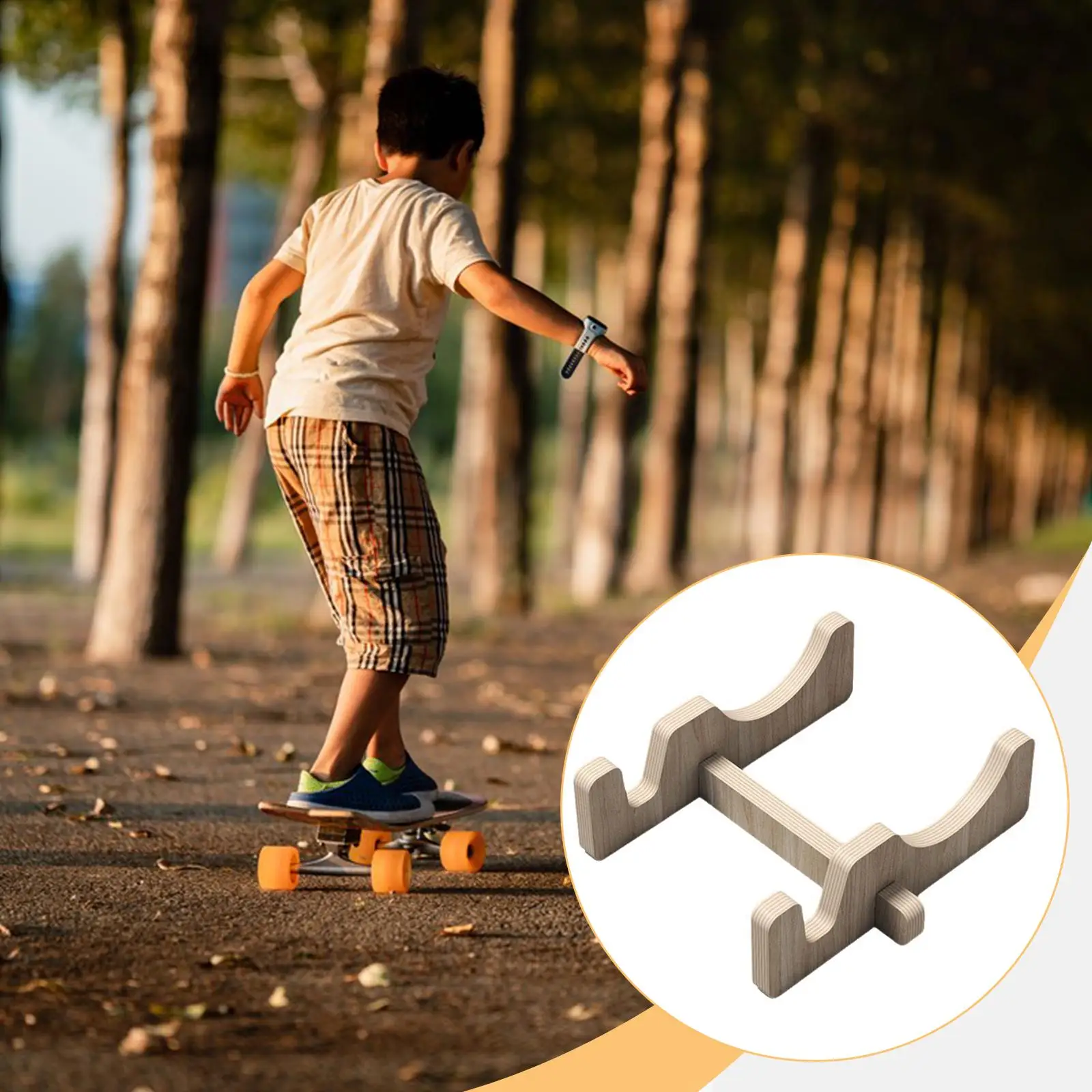 Compact Skateboard Stand Eco Friendly Wooden Holder Portable Display Mount for Board Storage in Homes