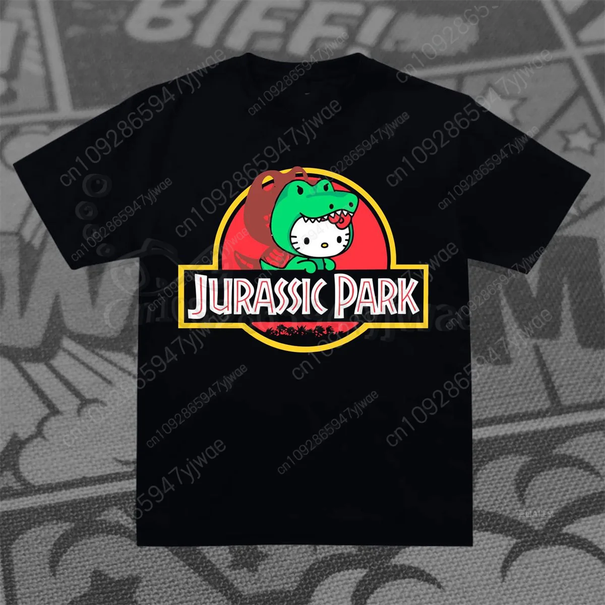 HelloKitty متعة هالوين القطن تي شيرت الكرتون روح الدعابة نمط مطبوعة قصيرة الأكمام طفل الكبار حزب الوالدين ملابس الطفل #5