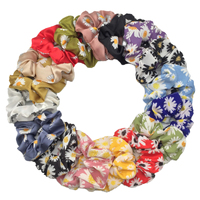 6pcs/lot Hair Scrunchies Elastic Band Women Holder Rubber Band Accessories Chiffon Sunflower Daisy Flower Cute Headwear