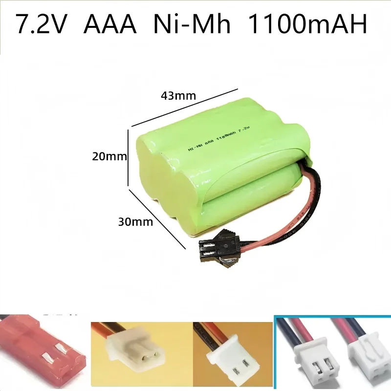 1pcs 7.2V AAA 1100mAH Rechargeable Ni-Mh Battery  Plugs cell for toys emergency light cordless phone Cell Remote Control Car