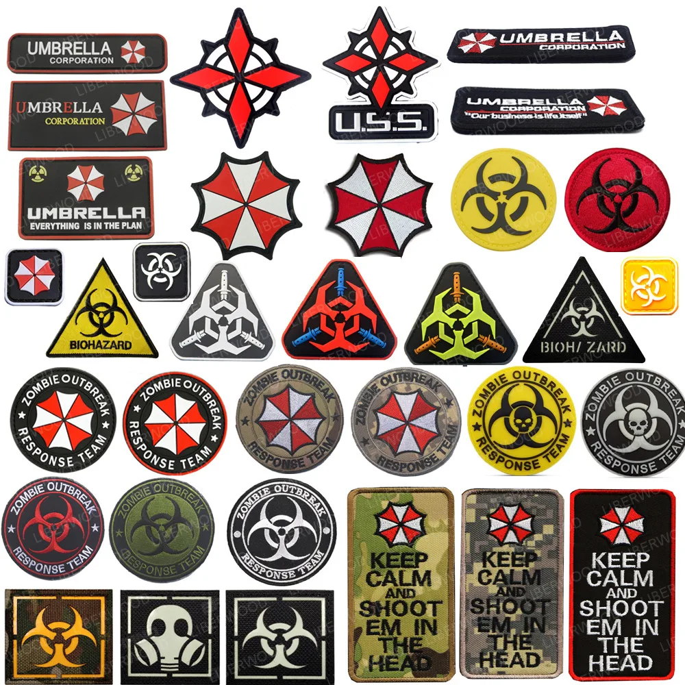 Umbrella Corporation PVC ثلاثية الأبعاد شارة مطاطية التصحيح التكتيكي الراكون شعار Corp Biohazard Insignia زين شعار