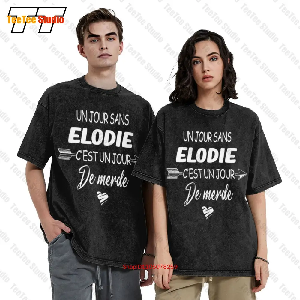 تي شيرت Un Jour Sans Elodie C'Estun Jour De Merde Vintage كبير الحجم W3QA