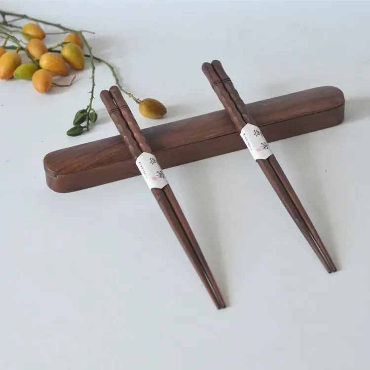 2 pairs Creative Chinese black walnut tortoise shell tangent wooden chopsticks household gift chopsticks wooden chopsticks