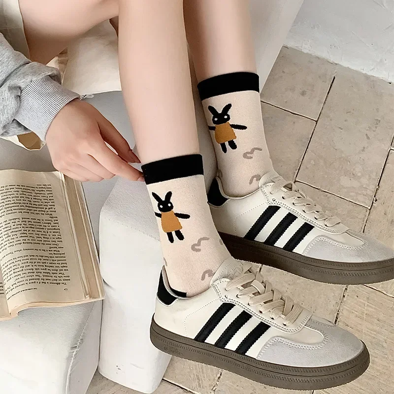 Cartoon niedlichen Frauen Socken lustige Socke für Frauen Schulmädchen Harajuku Retro Vintage Baumwolle lange Socke japanische Kawaii Herbst Winter