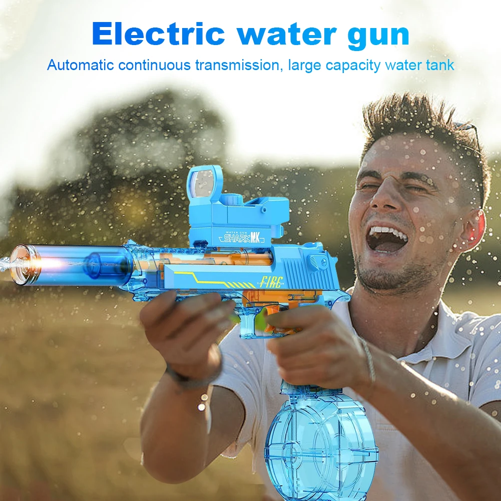 2025 New Electric Water Gun With light Sprays Flame Effect Automatic Continuous Water Pistol Powerful Kids Outdoor Water Gun Toy