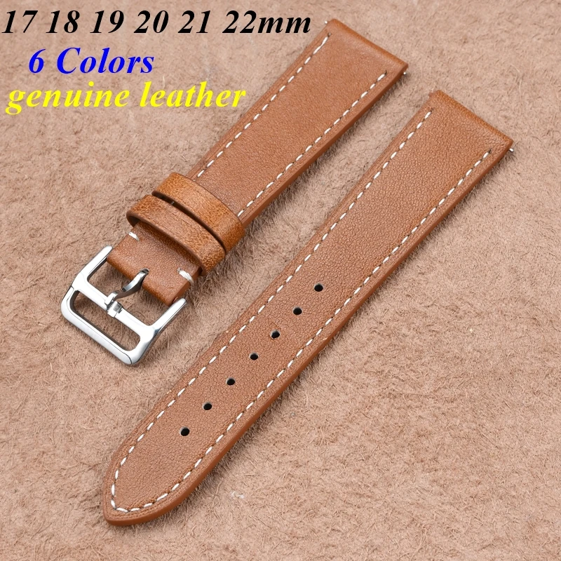 17mm 18mm 19mm 20mm 21mm 22mm Genuine Leather Watch Strap Band Universal Watchband Retro Bracelet Quick Release Bar Wristband