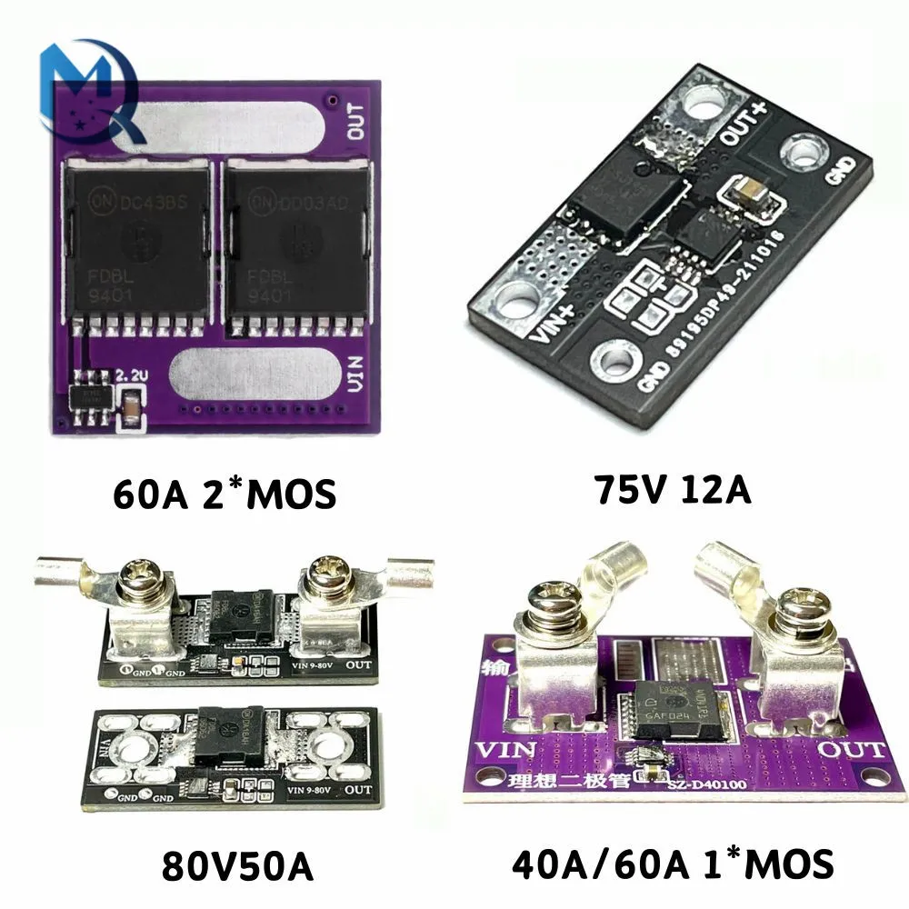 No Voltage Limit Ideal Diode Module Anti Backflooding Anti Reverse Connection Anti Backup Diode 60A Two MOS No Ground Required