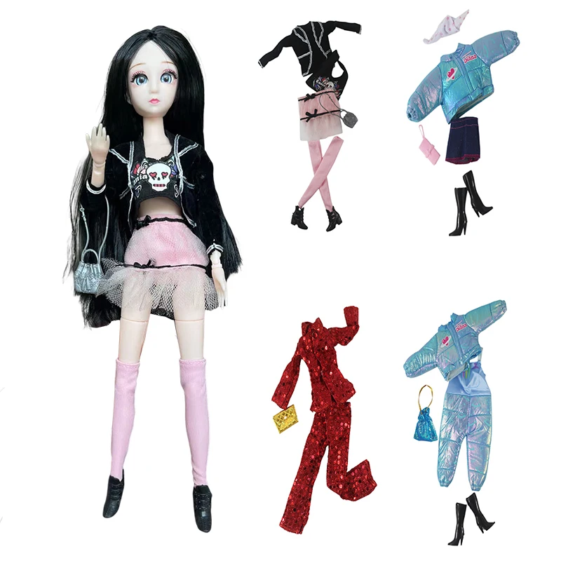 Fashion 30CM Doll Clothes Cool Sweater Coat Suit Princess Dress Up Skirt Doll Accessories No Doll