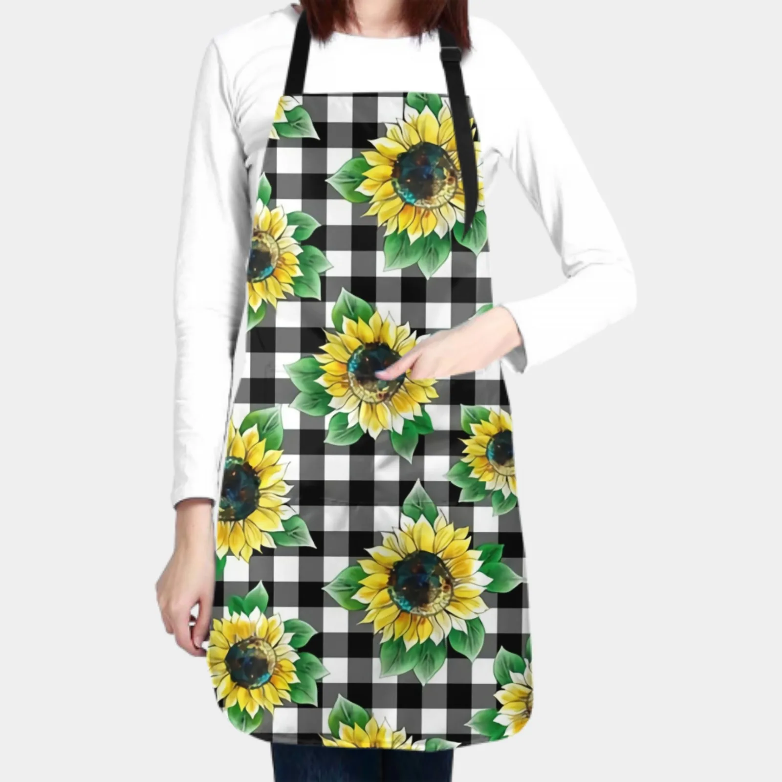 Sunflowers Waterproof Apron with 2 Pockets Kitchen Chef Aprons Bibs for Grooming Cooking Baking Painting Gardening