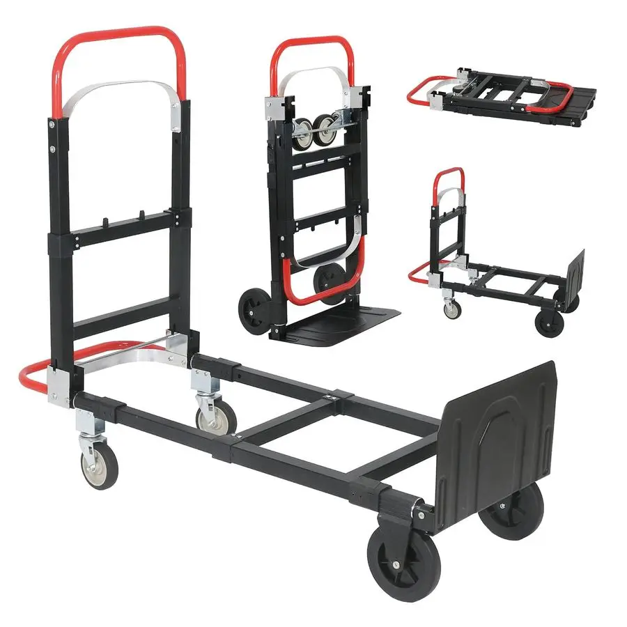

2 in 1 Convertible Hand Truck Dolly 600lbs CapacityAluminum Folding Hand Truck with Rubber Wheels for Transport and Moving in Ho