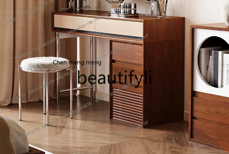 D178  Solid wood dresser storage combination cosmetic table mirror, small apartment Nordic modern simple chest