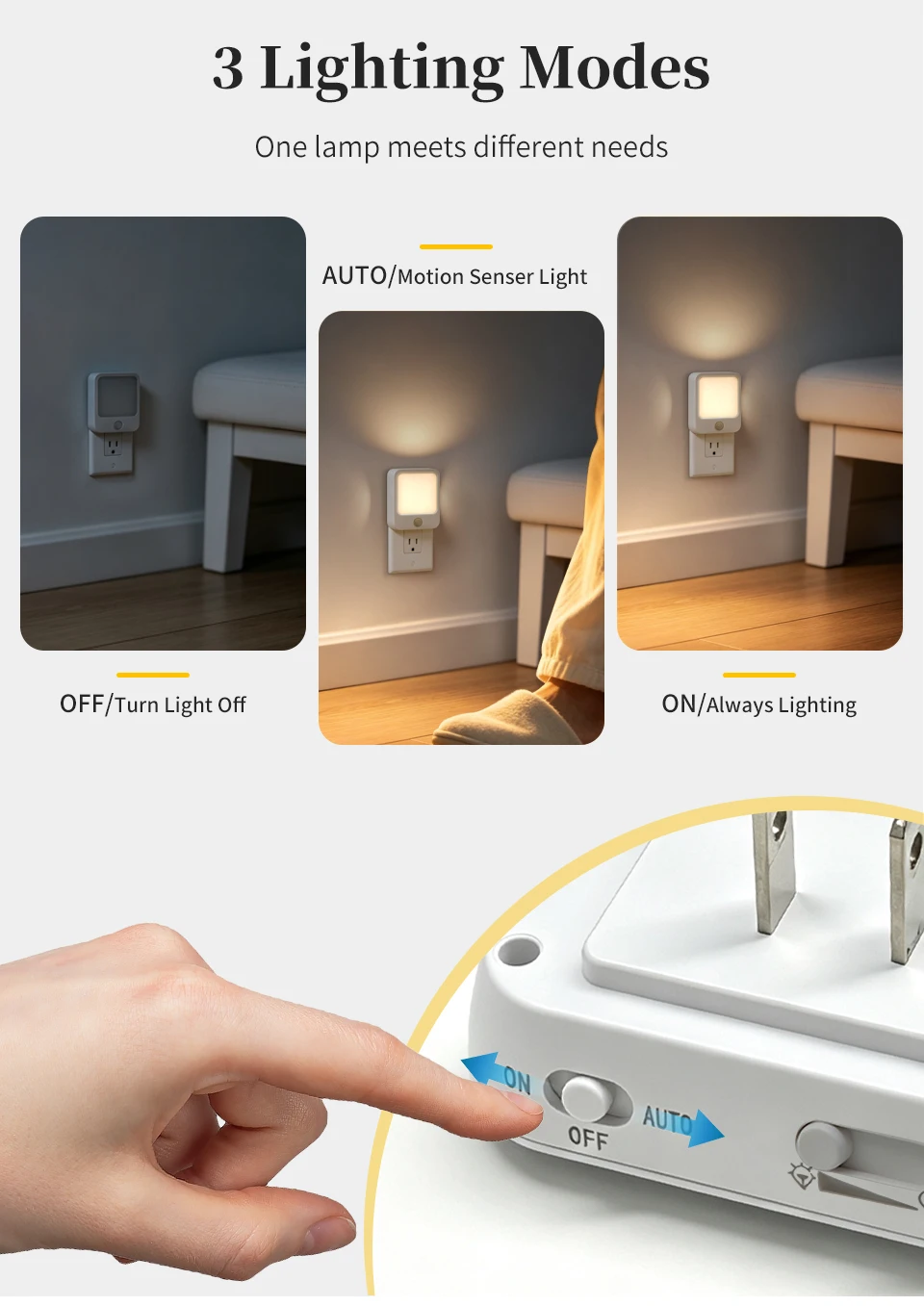 LED Night Lights With Motion Sensor EU US Plug In Dimmable Bedside Night Lamp for Hallway Bedroom Stairs Kitchen Room Decoration