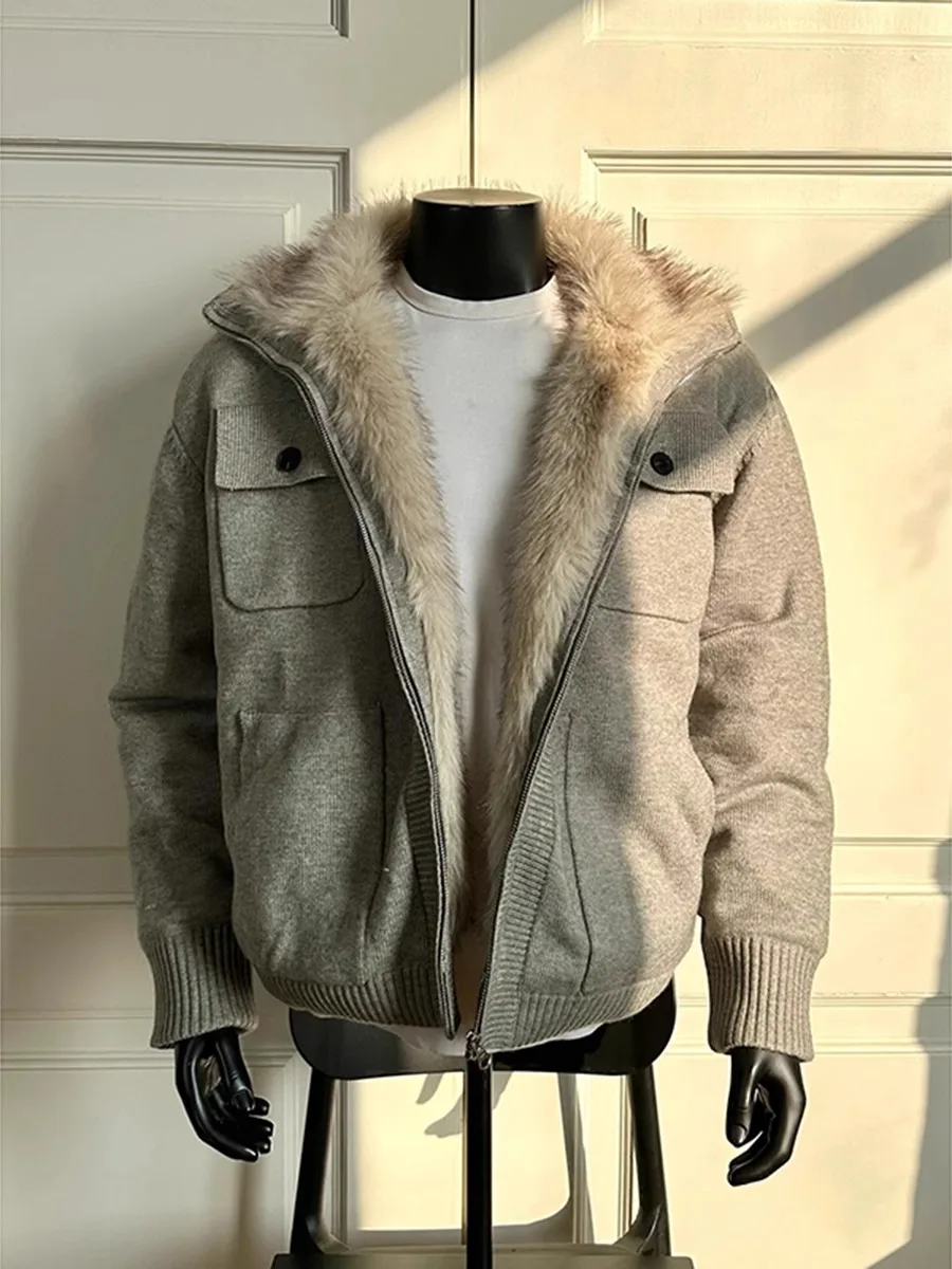 Men's Thiened Winter Sweater Coat Mink Velvet Lapel Open Cardigan Cotton Clothes Warm Casual Long Sve Cleanfit Sle