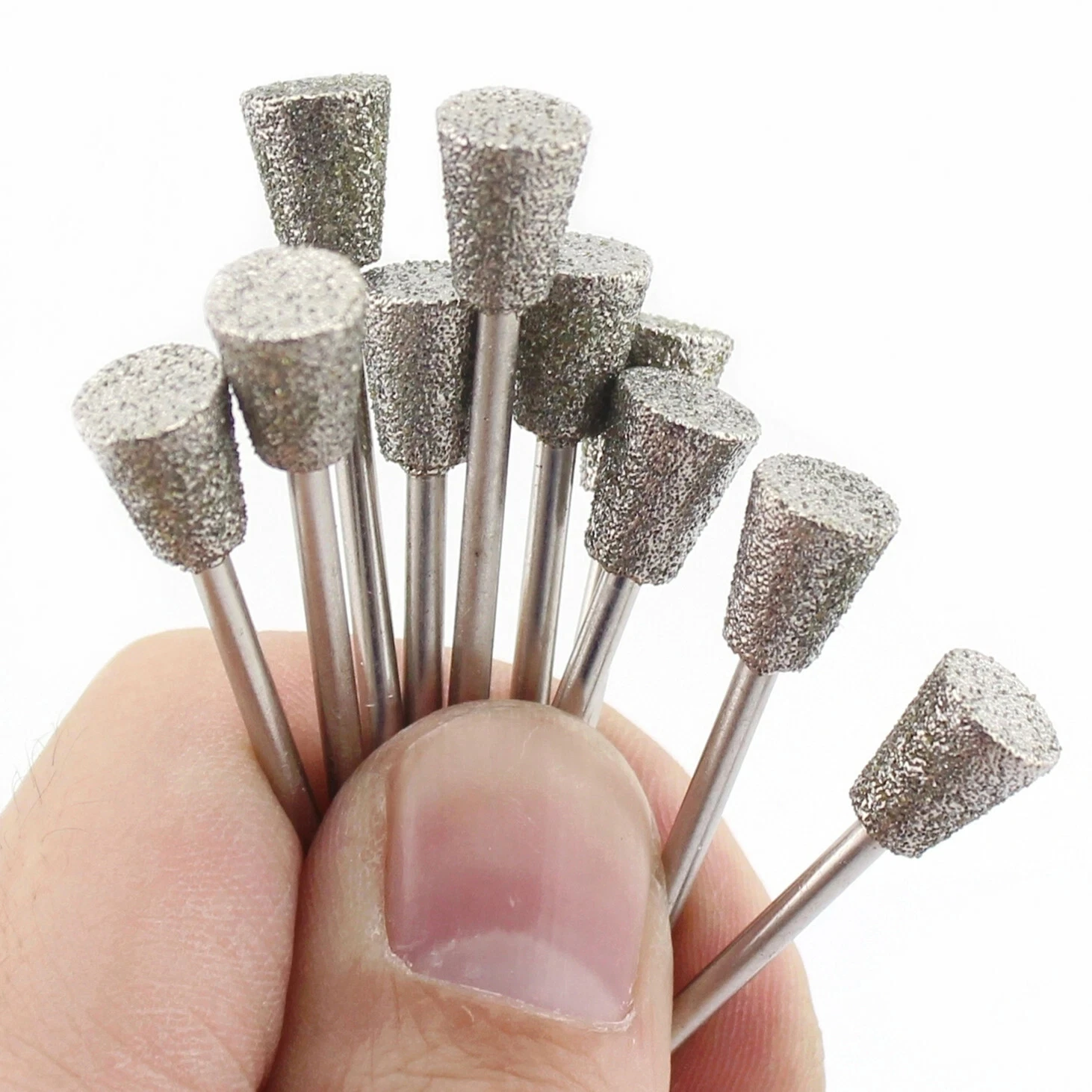 10~100pcs 0.5/0.8/1/1.2/1.5/2~8mm 200Grit Diamond Inverted Cone Grinding Bits C7 Cutting Burrs for Carving Burrs Jewelry Tools