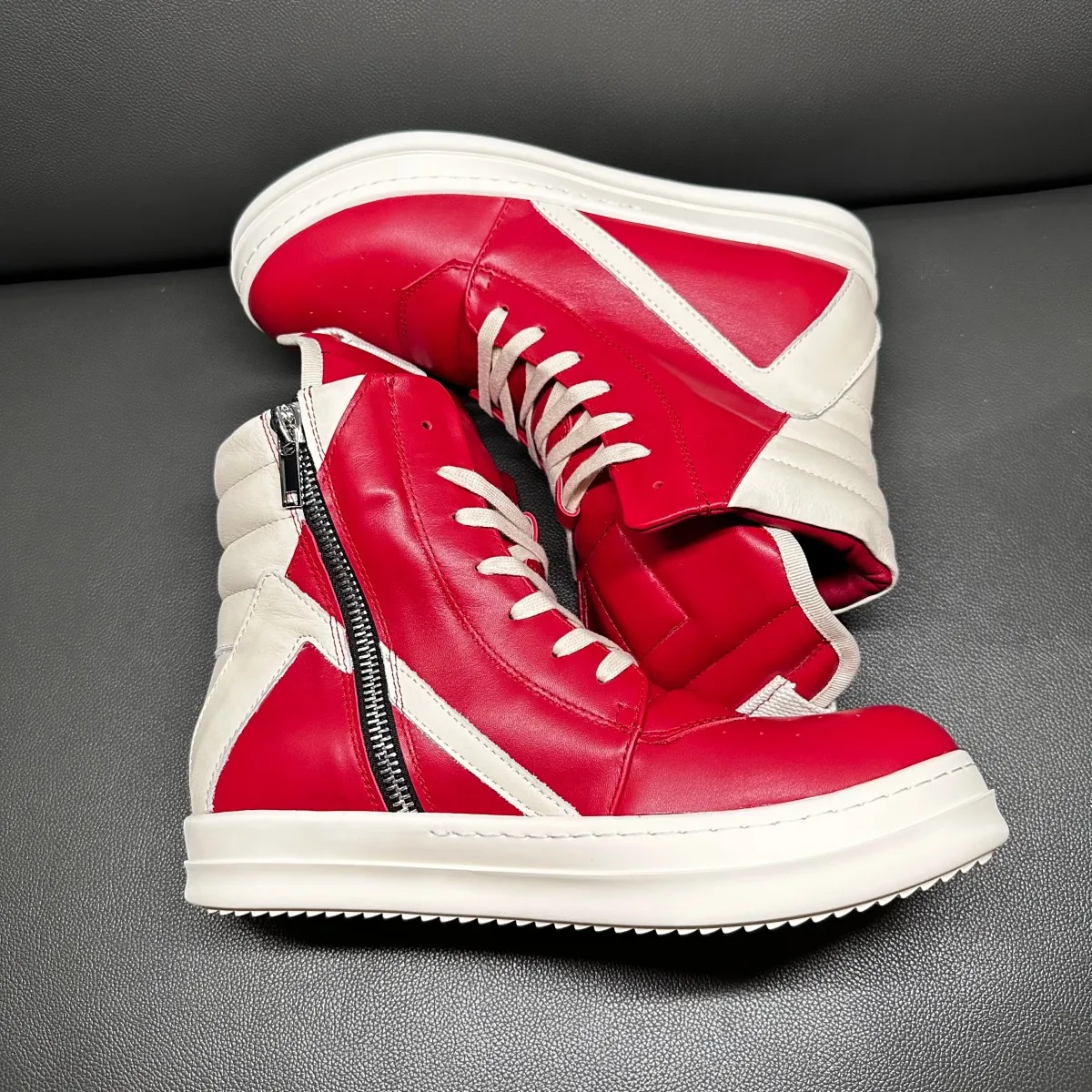 

Classic Red Leather Boot High Top Shoe Retro Men Boots Sneaker Zipper Ro Women Casual Shoes Lace Up Sneakers Luxury Ankle Boot