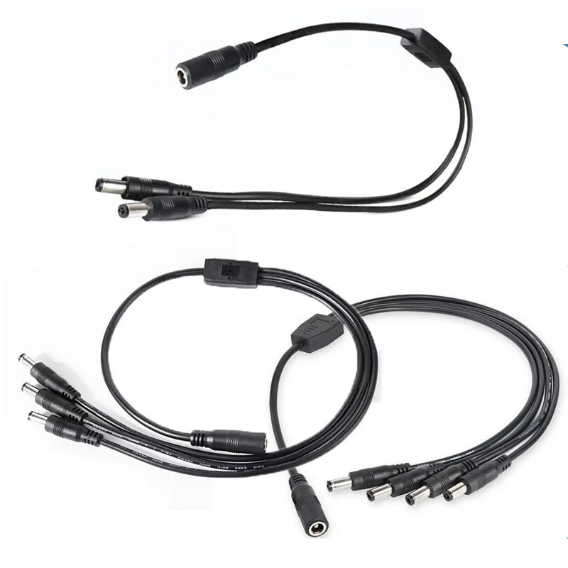 45cm 1 DC Female To 2/3/4 Male Splitter plug 5.5x2.5mm 20awg 5A Power supply Cord adapter Connector Cable for LED Strip Camera