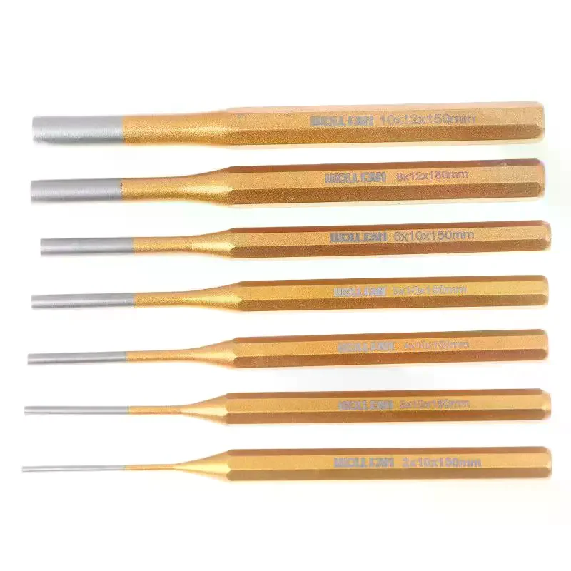 2-10mm Brass Roll Pin Punch Set 2-10mm Heavy Duty Remover Chisel Cone Machinery Repair Hand Tool
