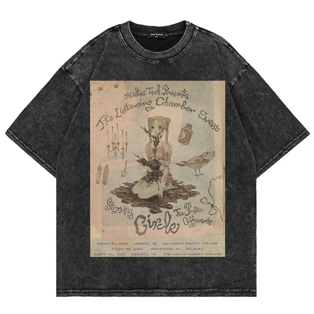 Playeras 100% de algodón para mujer, camisetas gráficas Y2k, camiseta de moda para hombre, camiseta holgada The Listening Chamber Cool Loose Wash 499
