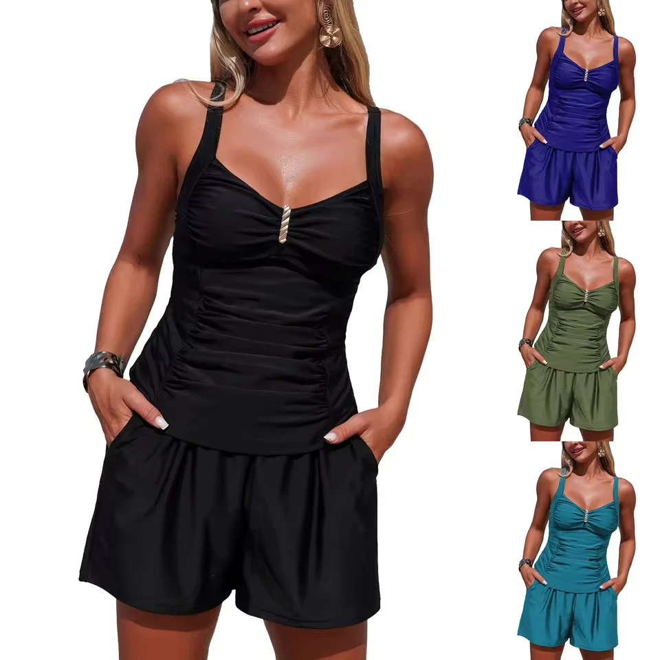 Women High Waisted Bikini Sexy Push Up Two Piece Swimsuits Vintage Swimsuit Two Piece Retro Ruched New High Elastic Bikini Set