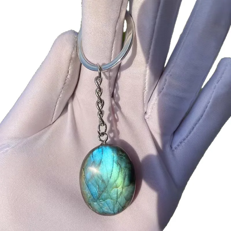 

5 шт., оптовая продажа, натуральный камень, лабрадорит, овальная форма, подвеска, брелки для мужчин и женщин, брелоки с флэш-каменем, ювелирные изделия