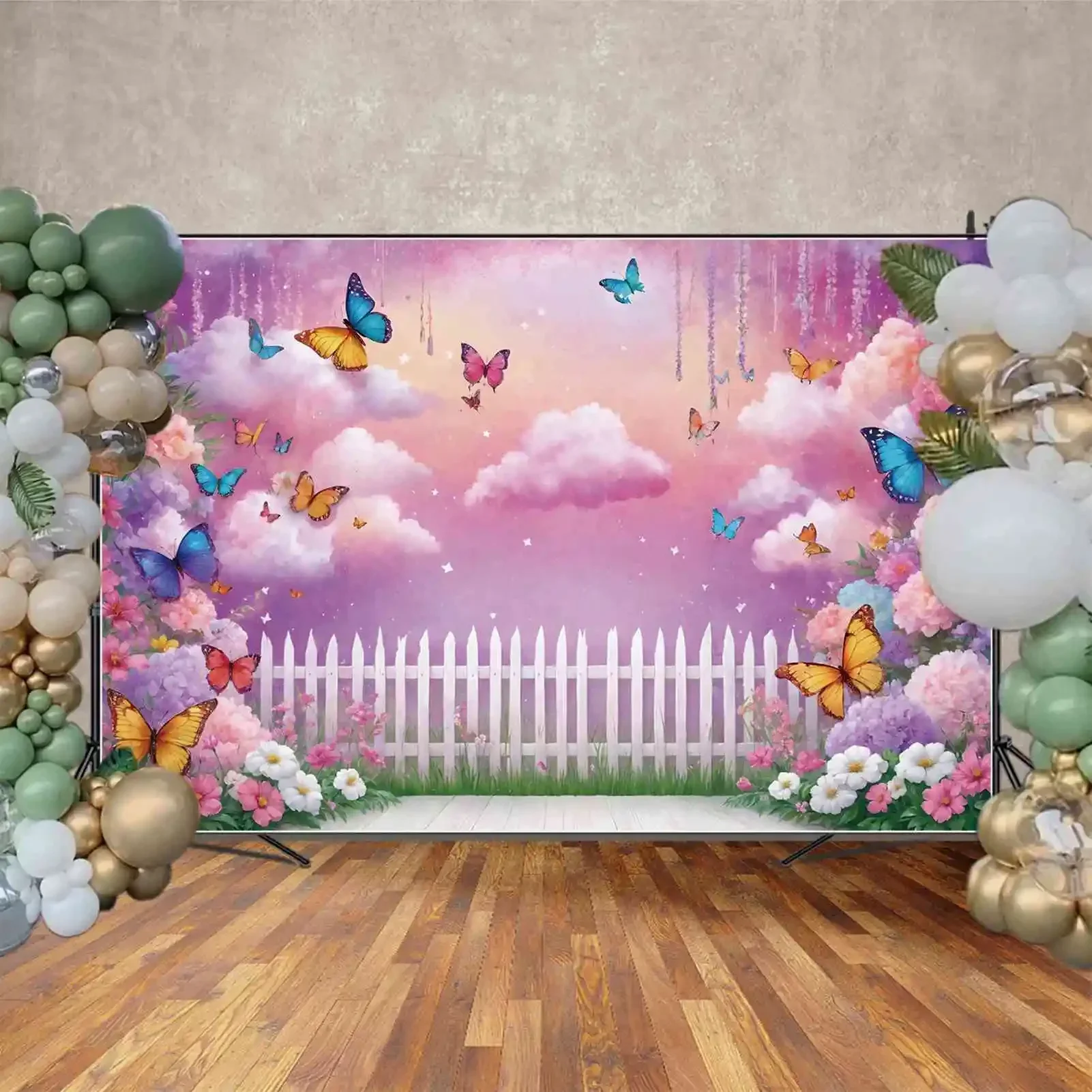 MOON.QG Backdrop Custom Happy Birthday Banner Photozone Background Children Party Photocall Shooting Photography Props