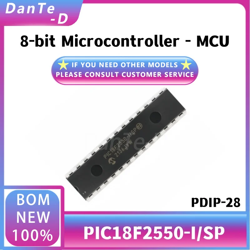 PIC18F2550-I/SP PDIP-28 High Performance Enhanced Flash USB Microcontroller Original Authentic