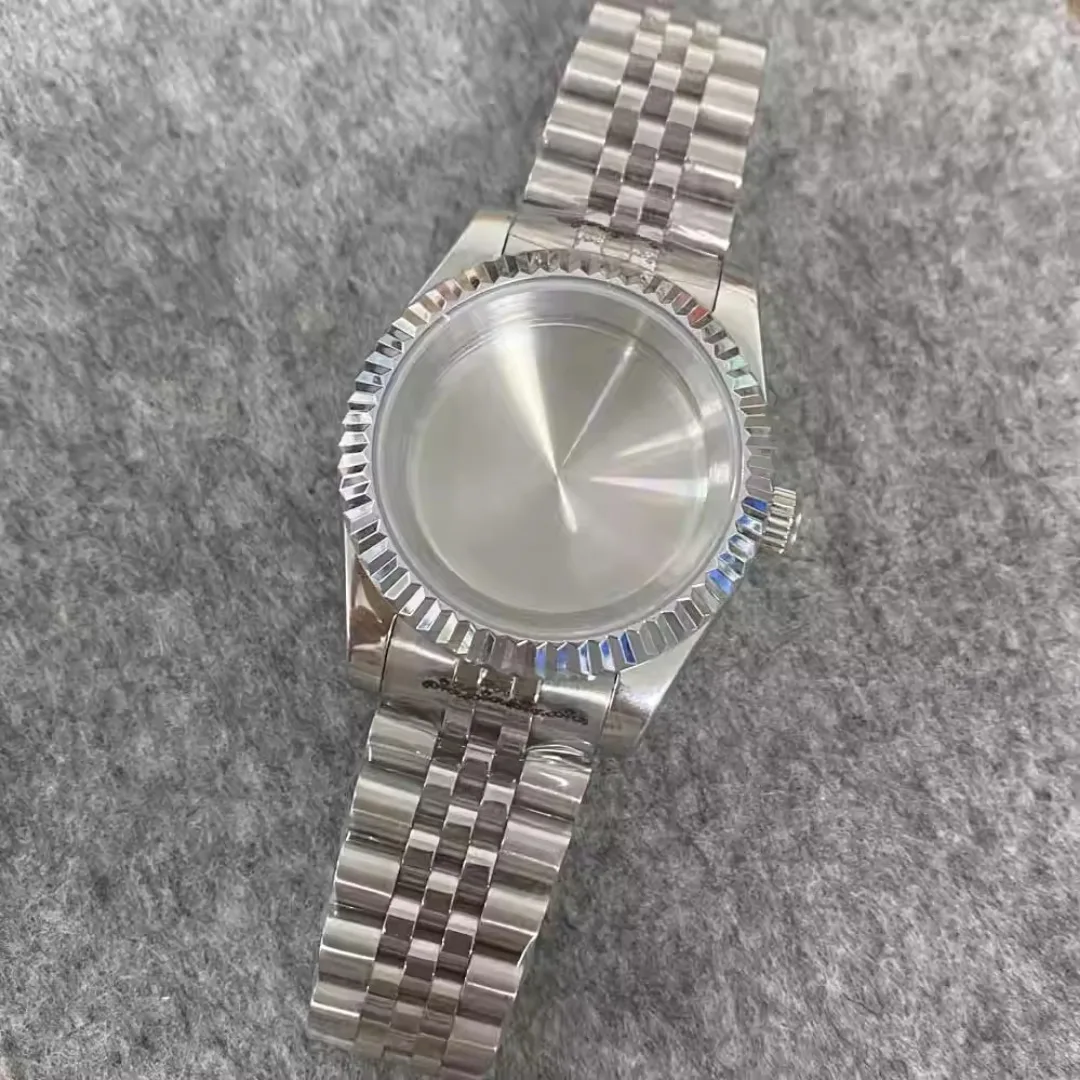 39 مللي متر سجل الأسنان حلقة ساعة + حزام ساعة اليد مجموعة الياقوت الزجاج حالة الفولاذ المقاوم للصدأ ساعة اكسسوارات لحركة NH35/ NH36