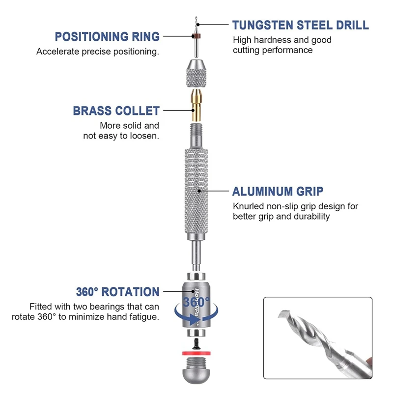 ABNO-Juego de brocas de mano, 10 Uds., Mini tornillo de banco de Metal, brocas de mano y 10 Uds., pinza de mandril tipo Micro para tallado de joyería