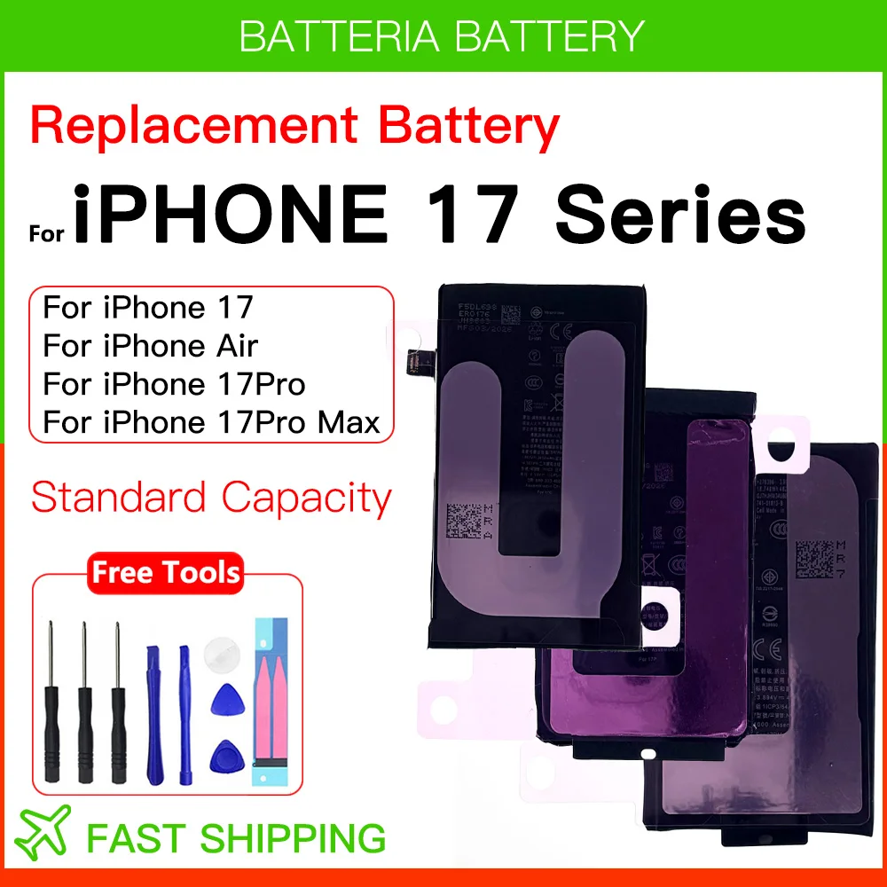 Genuine Brand New Replacement Battery For iPhone 17 iPhone 17 Pro 17P iPhone 17 Pro Max 17pm Mobile Phone Batteries + Free Tools
