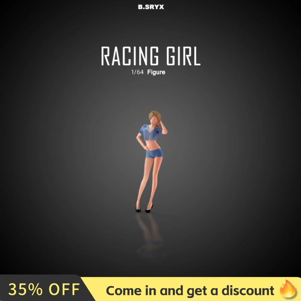 Kicarmod 1/64 Scale Model Figurine Exquisite Racing Girl Doll Model Scene Decoration for Scale Diecast Model Car