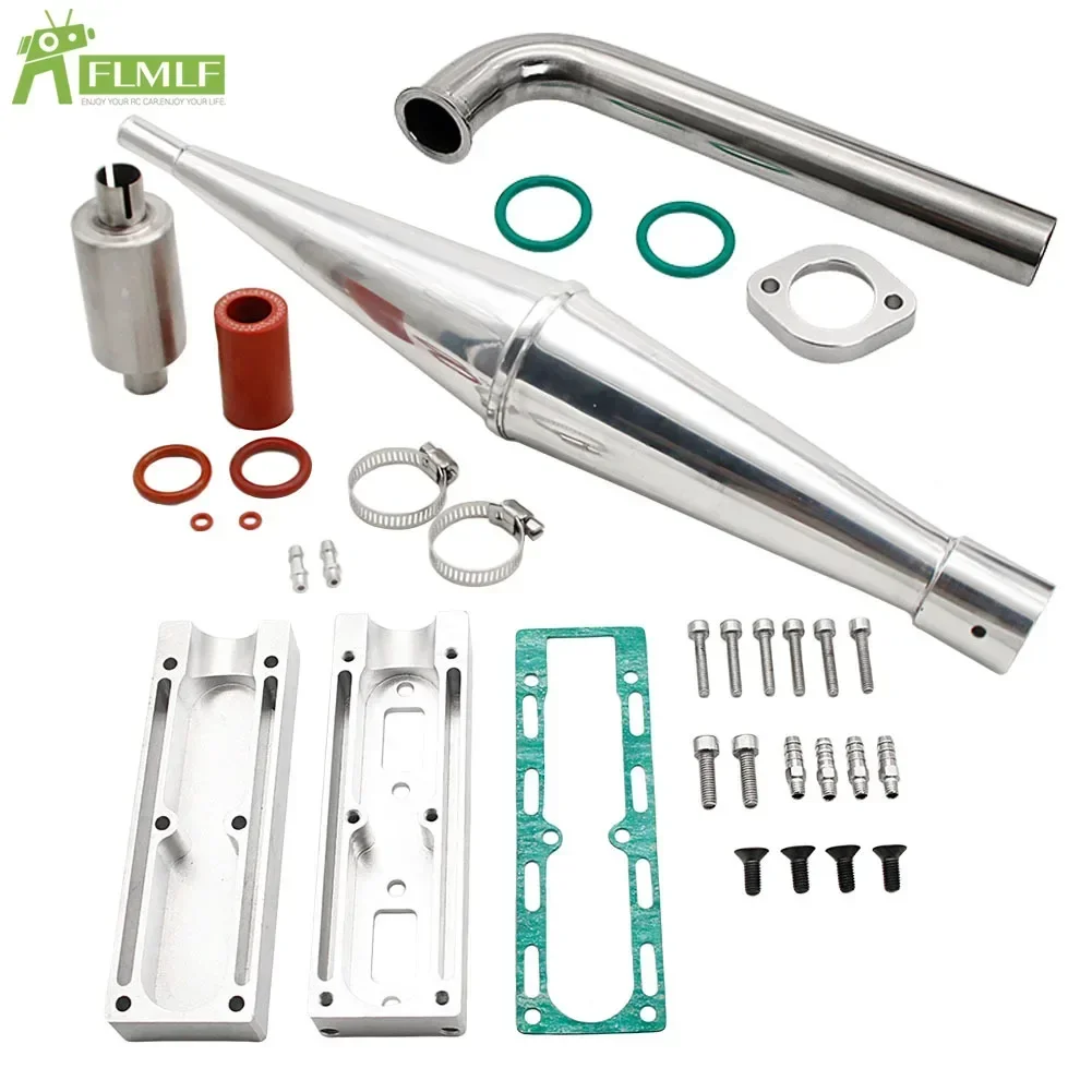 Aluminum Exhaust Pipe for 58CC Gasoline Engine Double Cylinders Fit for Zenoah CY RCMK Marine Gas Engines 58cc Rc Boat Parts