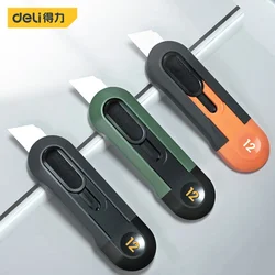 Deli 1 Pcs Mini Pocket Knife Portable Utility Knife Boxes Cutter Auto-Retract Upgraded Front Rebound SK5 Blade Office Supplies